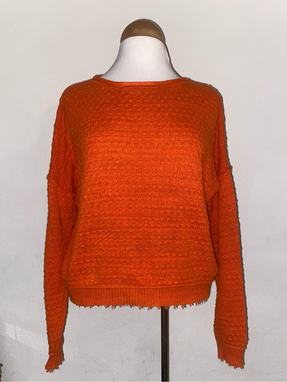 Willow-Root Women's Cozy Textured Orange Sweater